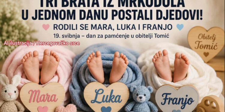 Tri brata iz Mrkodola u istom danu postali djedovi